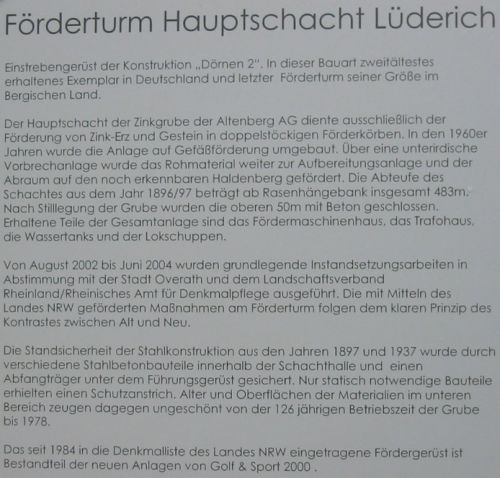 Frderturm - Technische und geschichtliche Beschreibung